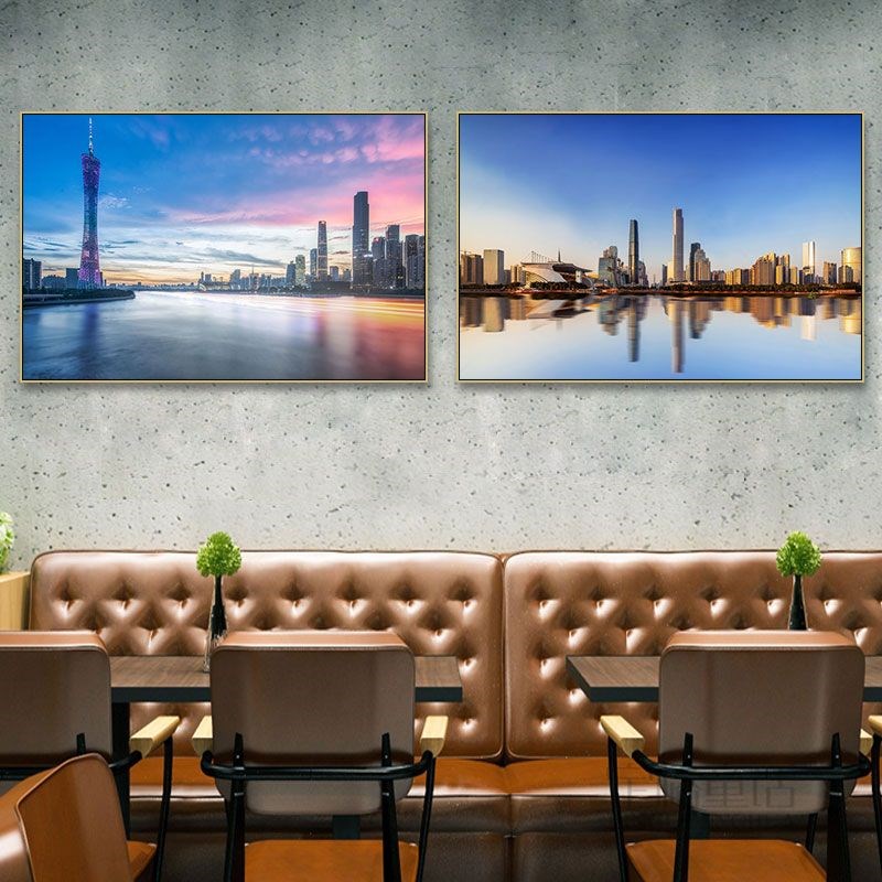 广州城市风景装饰画广州塔小蛮腰油画老广东羊城挂画饭店餐厅壁画