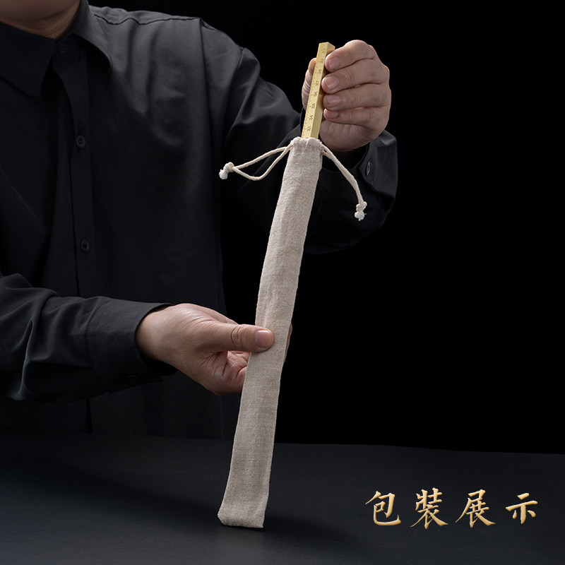 实心高档黄铜镇纸摆件加厚创意铜镇尺毛笔直尺压纸文房四宝尺子书
