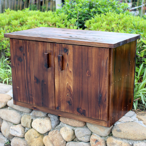 阳台庭院花园置物柜碳化实木双层换鞋柜门厅玄关收纳柜开门式柜子