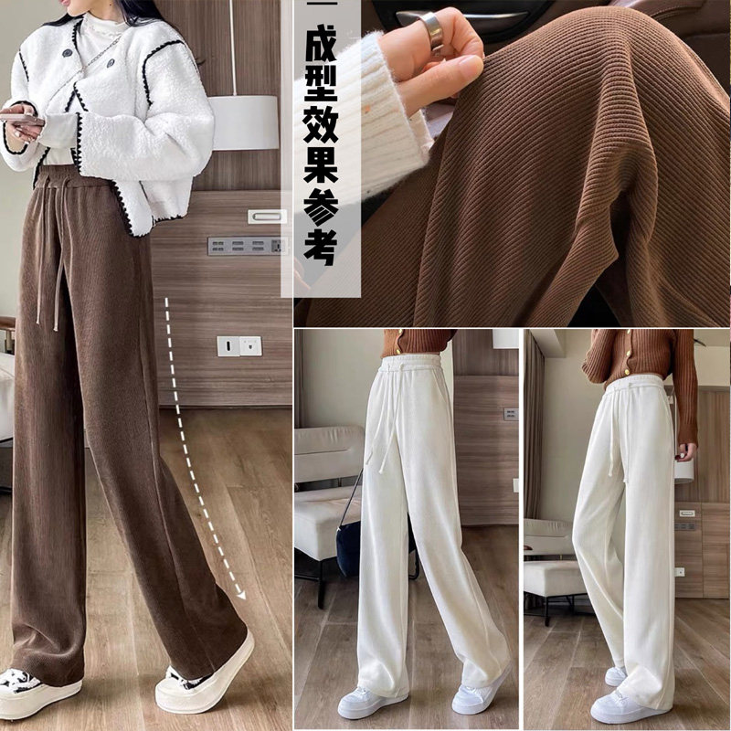 秋冬加绒裤子布料柔软保暖欧棉绒一体绒灯芯条绒抗皱卫衣服装面料