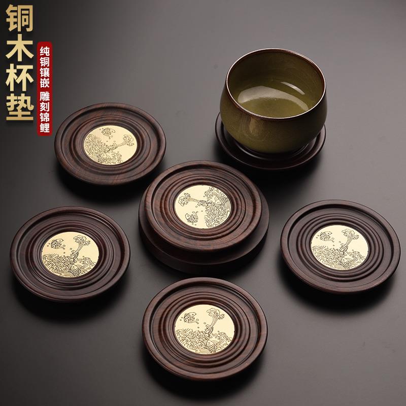黑檀木杯垫茶道隔热垫茶垫配件功夫茶具配件实木茶杯垫茶托高档