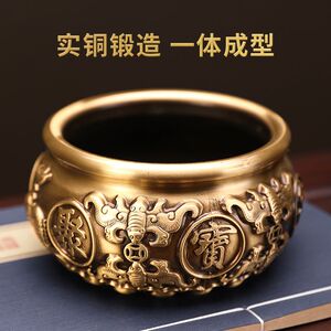 大小号八福黄铜聚宝盆摆件家用办公室装饰品招财进宝开业乔迁礼品