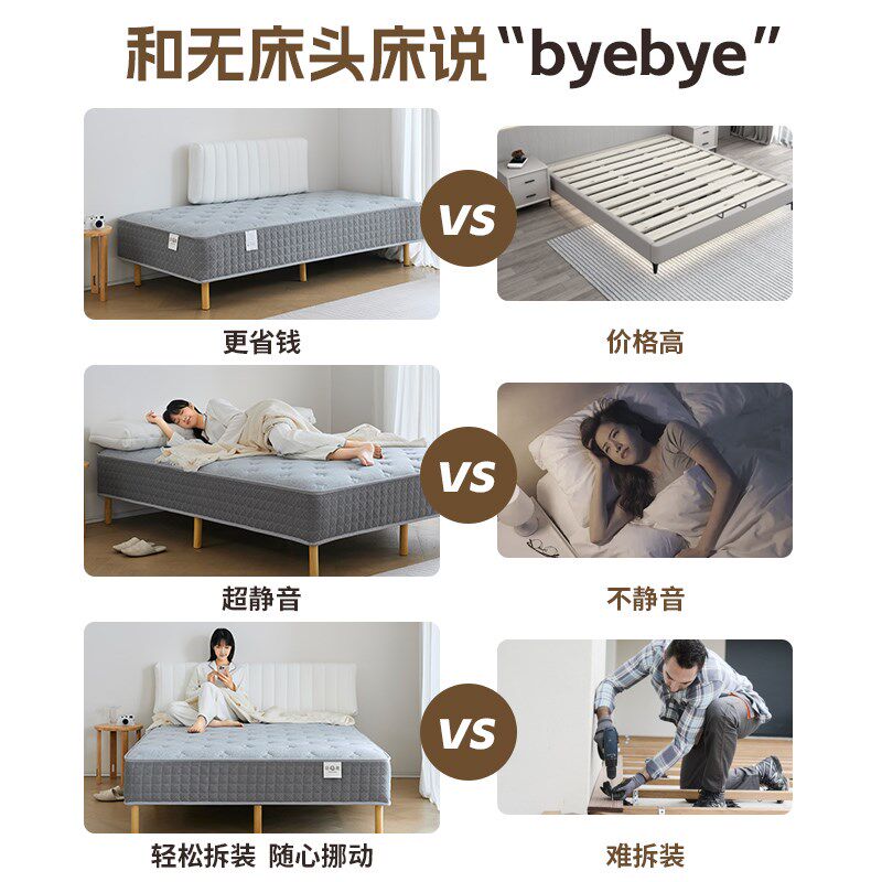 龙凤床垫一体式无床头床架子静音床垫单人1米2日式公寓沙发床乐睡图片