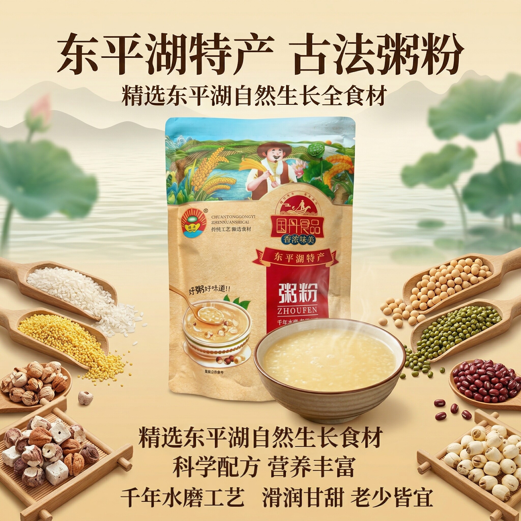 山东特产东平粥粉速食营养早餐简单熬煮养胃代餐粥营养健康粥