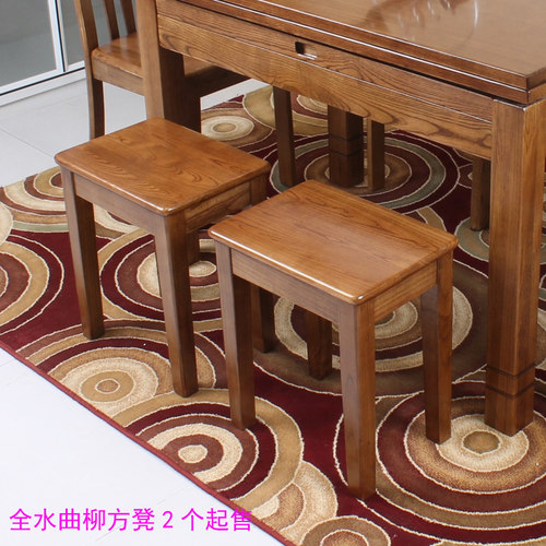 实木方凳餐桌凳子水曲柳原木餐凳中式方凳北欧简约方凳梳妆凳学习