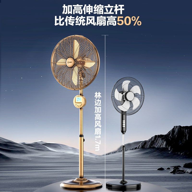 林边电风扇家用落地扇客厅大风力强劲商用升降仿复古全金属工业扇