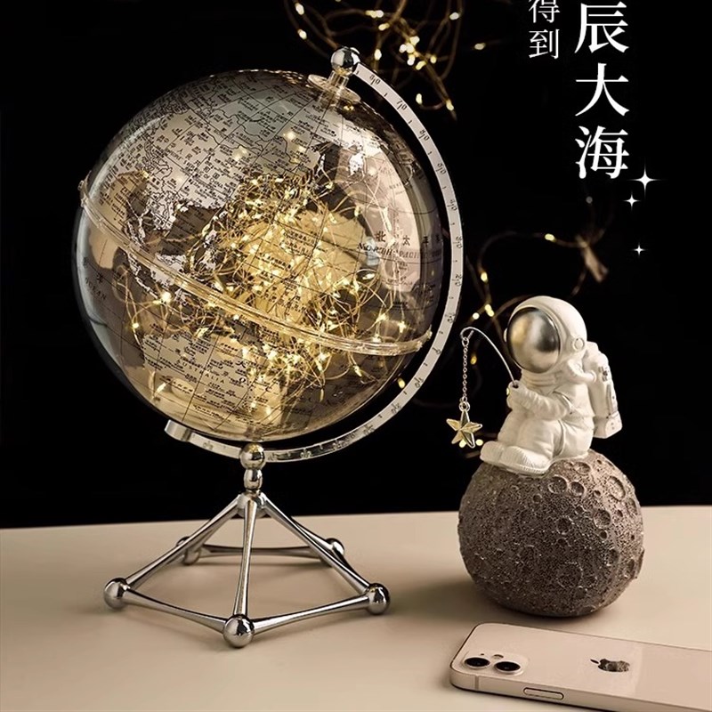 创意透明地球仪摆件轻奢高级感高档客厅酒柜电视柜展示柜装饰品