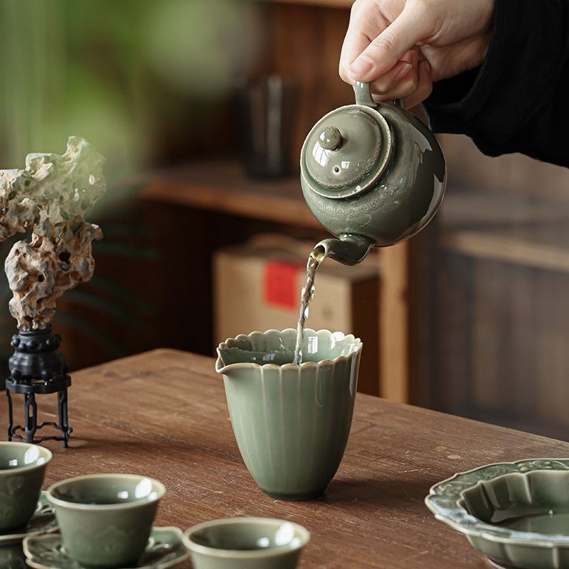 记今朝《越窑青瓷》功夫茶具套装整套礼盒装茶壶领导爸爸生日礼品
