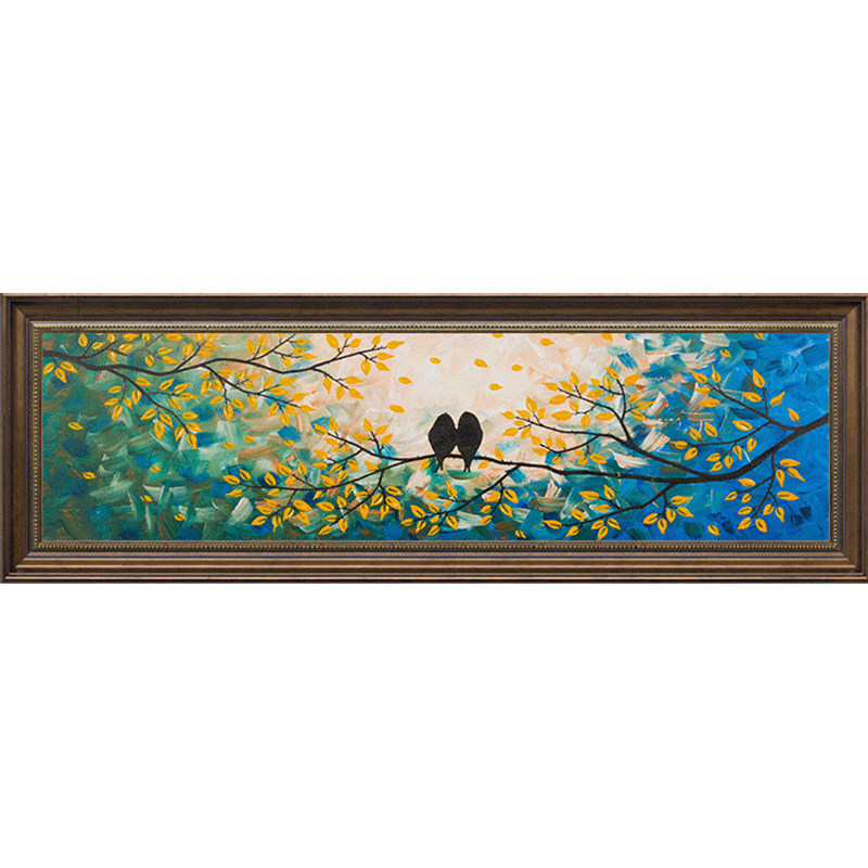 美式花鸟卧室床头装饰画主卧背景墙挂画温馨浪漫房间复古欧式壁画