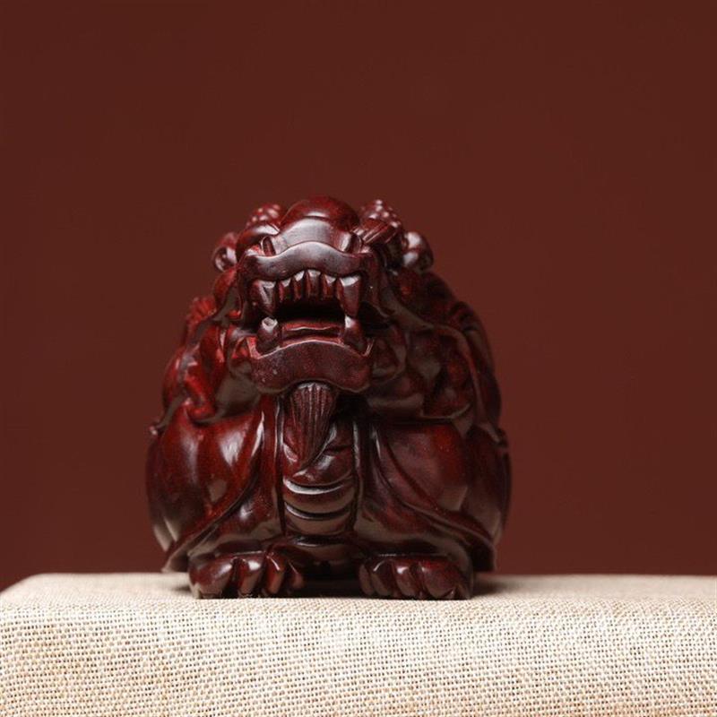 天然紫檀绿檀木雕摆件招财转运手把件龙龟文玩檀木雕刻工艺品摆件