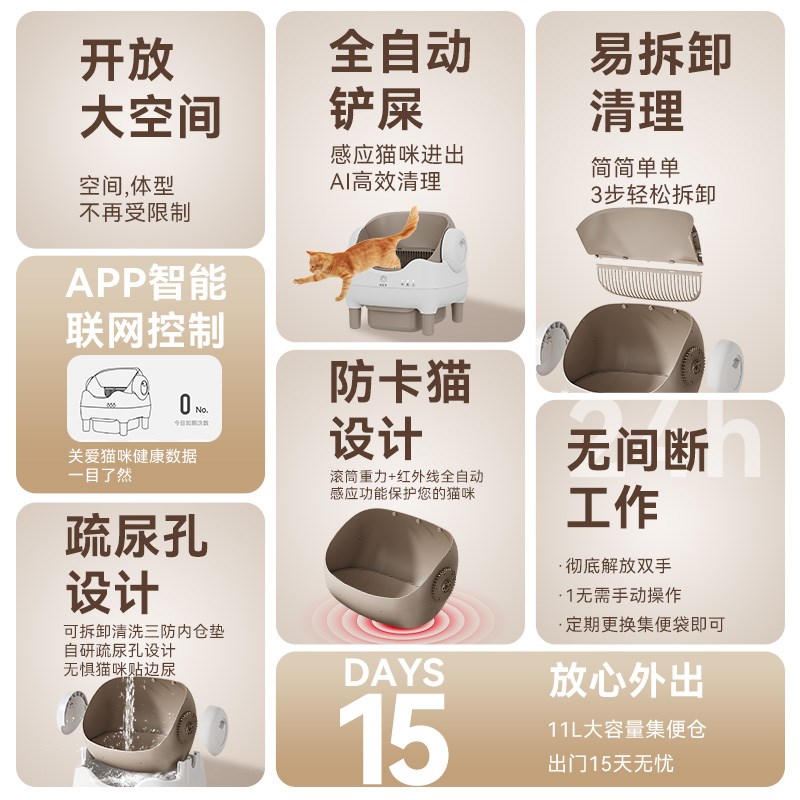 喵智洁全自动智能猫砂盆大号半开放式铲屎机防溅猫厕所一键清理