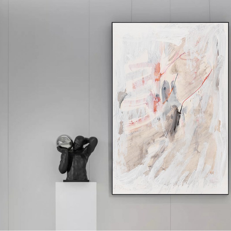 手绘油画抽象画客厅沙发背景墙挂画玄关粉色装饰画大幅手工画轻奢