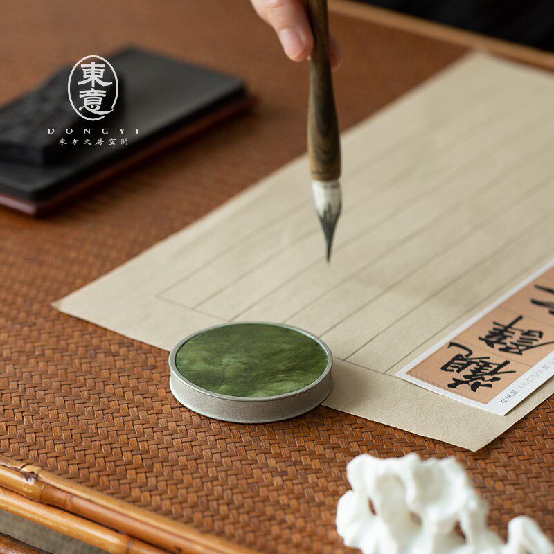 东意文房 天然岫玉镇纸玉石实心创意书法用品书房小摆件纯锡文镇