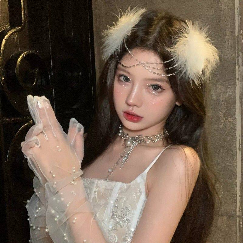 神女契约 纯欲超仙气流苏羽毛发夹异域风毛毛发夹边夹穿搭头饰冬