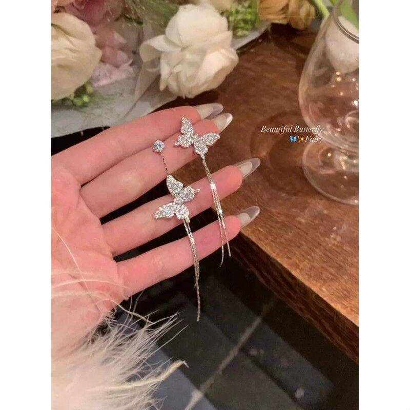【蜜桃茶】清冷女主 不规则气质蝴蝶流苏耳环高级感独特耳坠耳饰