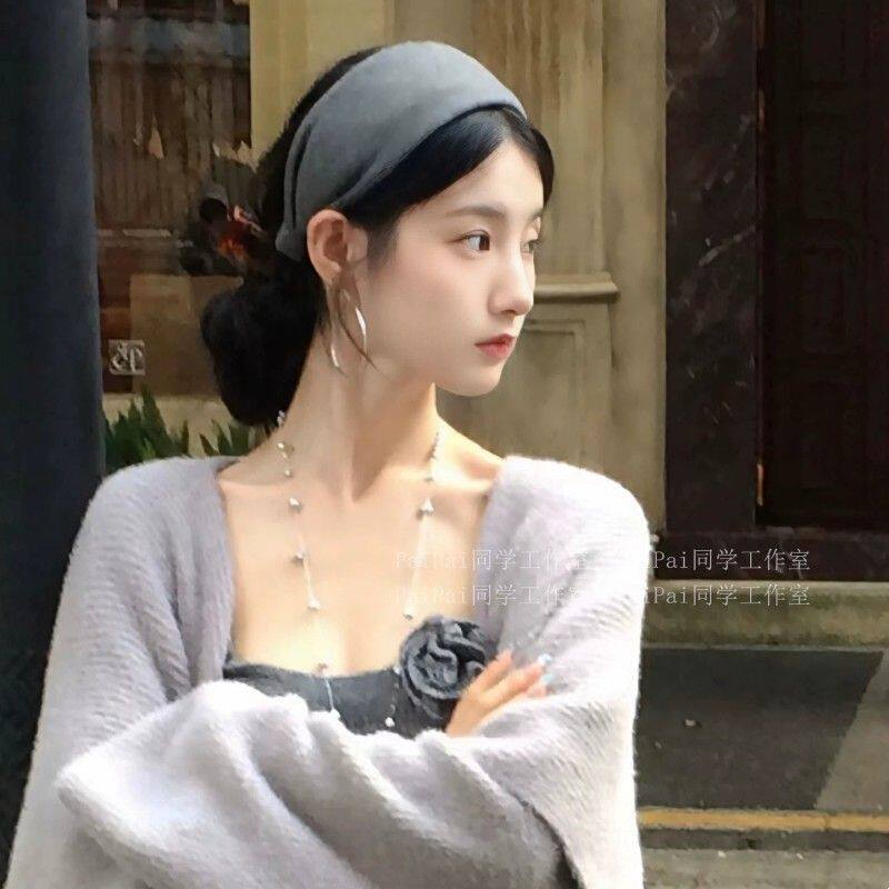 温香软玉~灰色宽边发箍女款2026新款高颅顶发卡发带日常外戴头饰