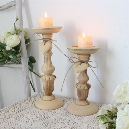 爱心北欧复古烛台摆件木质素胚蜡烛台拍照道具客厅民宿装饰品摆件