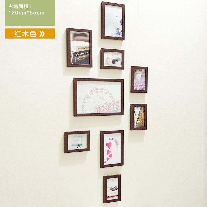 竖9框创意组合照片墙相片墙楼梯相框挂墙玄关餐厅相框墙