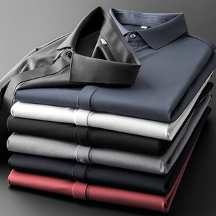 秋冬免烫抗皱重磅厚款无痕压胶衬衫男士暗扣弹力商务长袖白色衬衣