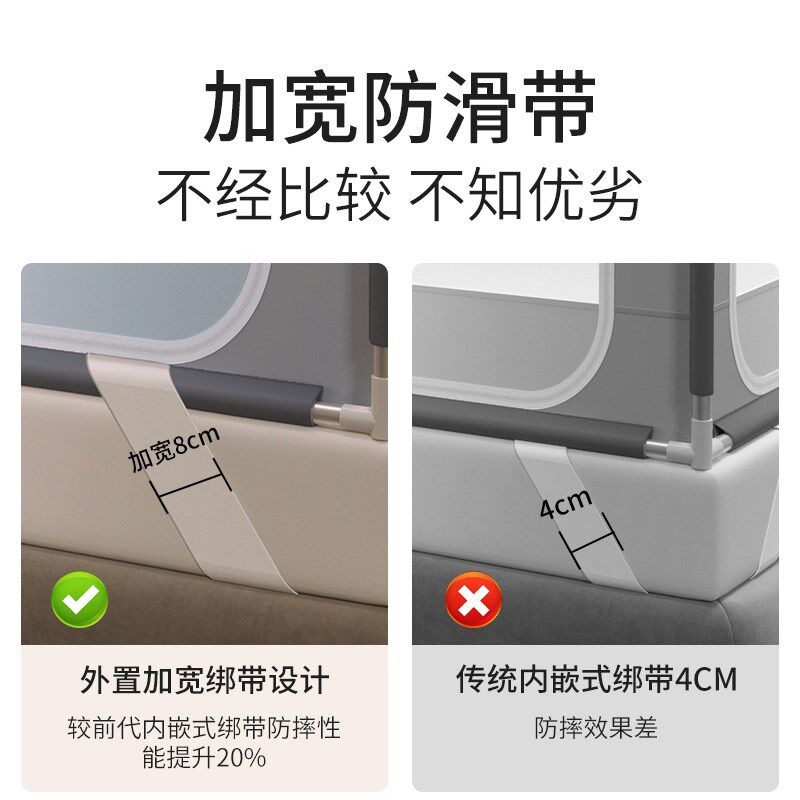 防摔蚊帐家用卧室2025新款全底婴儿新型儿童专用防止掉床高级纹帐