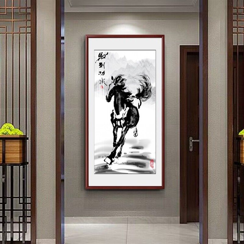 徐悲鸿马画像挂画八骏图装饰画马到成功办公室奔马玄关客厅装饰画