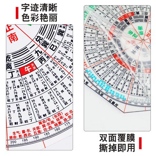 高清八宅八九运立极尺高精度透明罗盘测量绘图尺24二十四山立极规