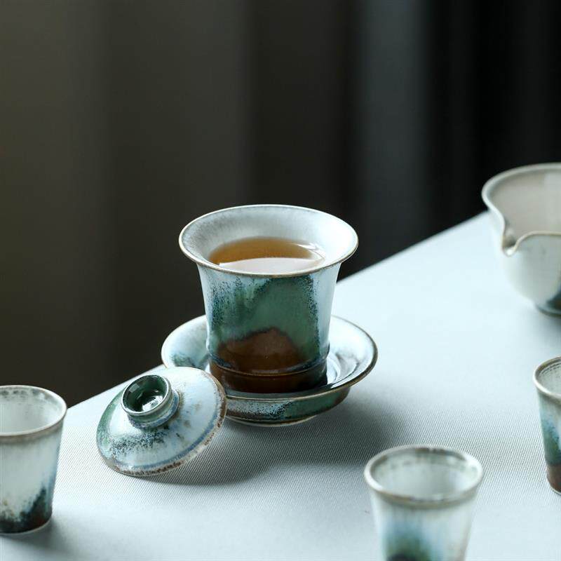 可养松针盖碗景德镇陶瓷三才泡茶碗茶杯单个功夫茶具大号防烫套装