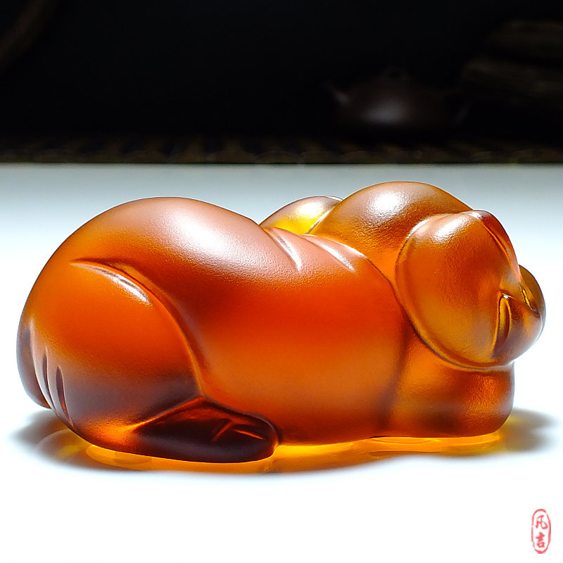 酒柜装饰品琉璃猪猪摆件幸运猪工艺品生日水晶玻璃招财进宝可爱