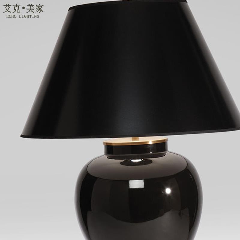 黑色陶瓷铜台灯酒店别墅卧室床头灯样板房台灯法式灯美式客厅台灯