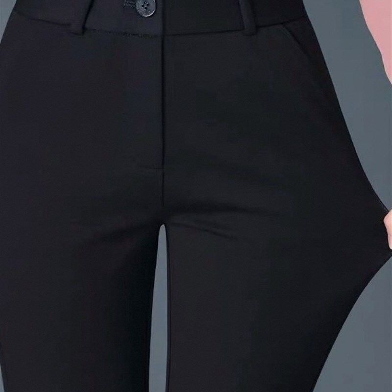 弹力夏季工作裤工作裤直筒黑色正式春季裤女士小腿裤职业女士西装