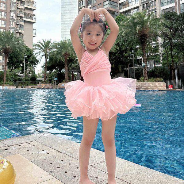 儿童泳衣夏季吊带女童连体女生2专业3游泳衣海边度假公主裙舞蹈服