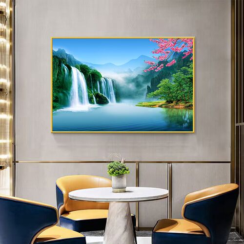 客厅沙发背景墙装饰画入户玄关过道壁画流水生财自然风景山水挂画