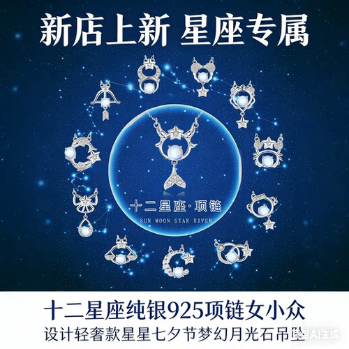 925纯银小众星座月光石项链女