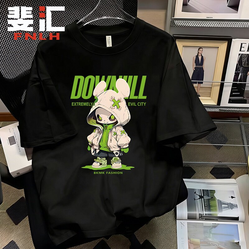 斐汇重磅纯棉痞帅宽松短袖T恤