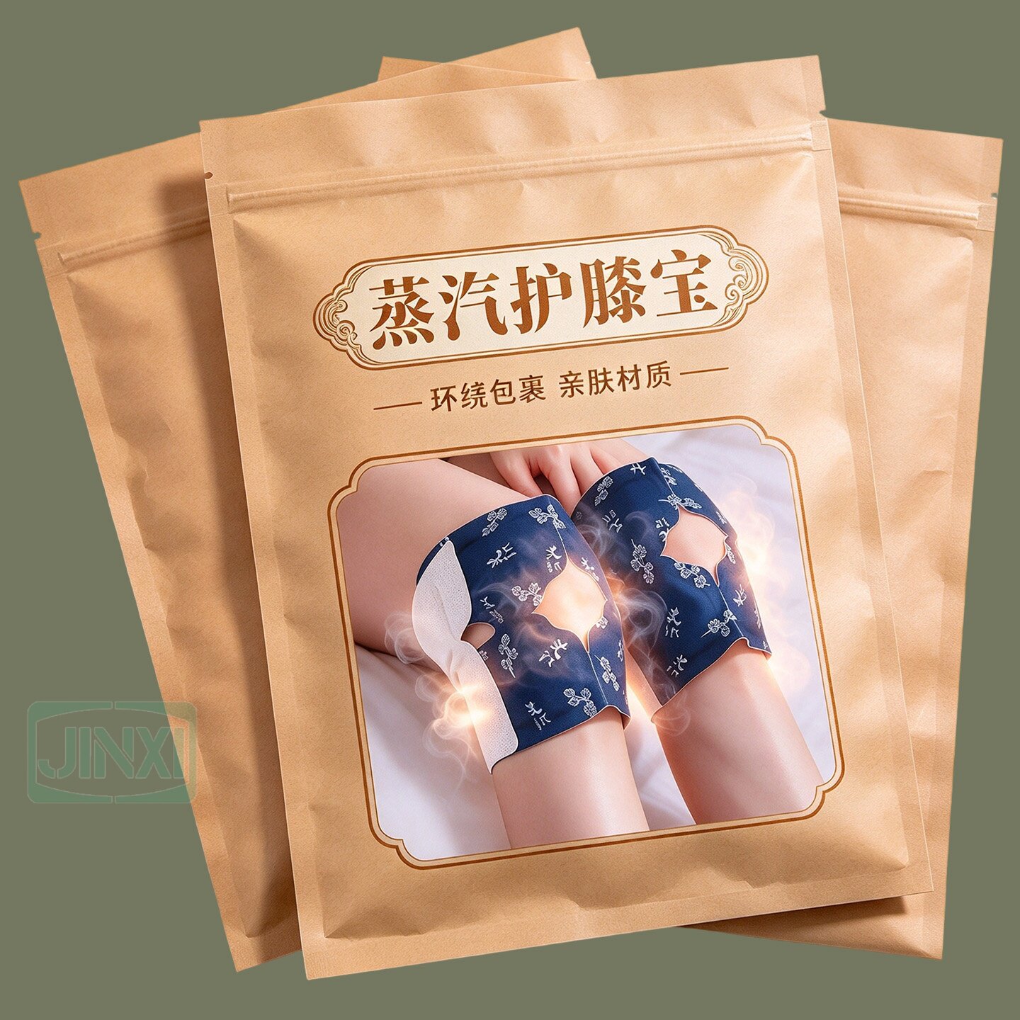 艾草蒸汽护膝宝弹力面料膝关节温感热敷秋冬膝盖寒凉热敷护膝贴