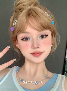 银色闪粉星星发夹侧边夹甜酷少女bb夹刘海夹ins发卡头饰发饰