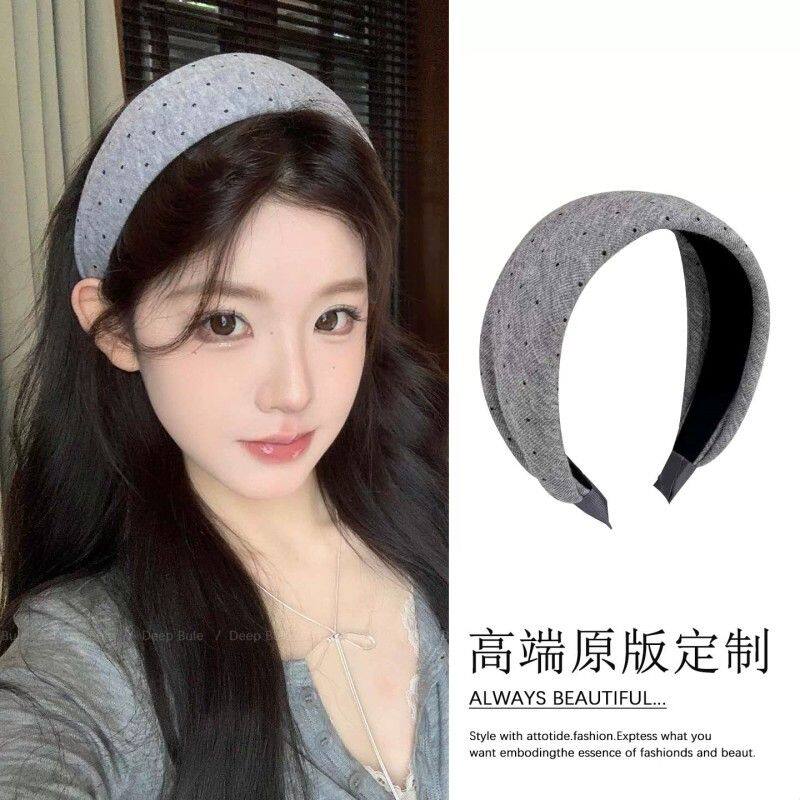 日常外戴波点针织宽边发箍女款洋气时尚高级感头箍压发百搭头饰