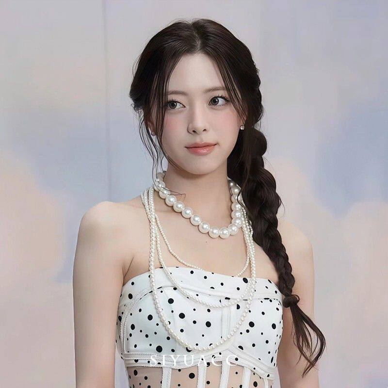 申有娜同款白色多层仿珍珠项链choker女韩系气质高级感颈链配饰