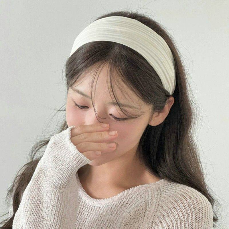 韩剧女主的氛围感~白色风琴褶皱5cm宽边发箍高颅顶显脸小头箍发窟