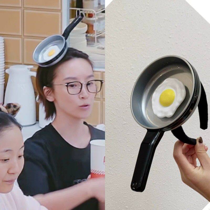 乘风2026谢楠同款平底锅煎蛋发箍仿真可爱搞怪创意发饰女拍照头箍