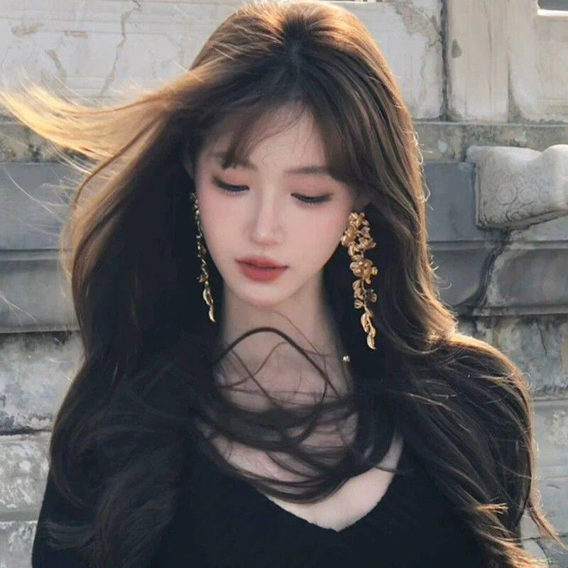 银针金色花朵树叶流苏耳环女欧美夸张气质耳钉时尚高级感新年耳饰
