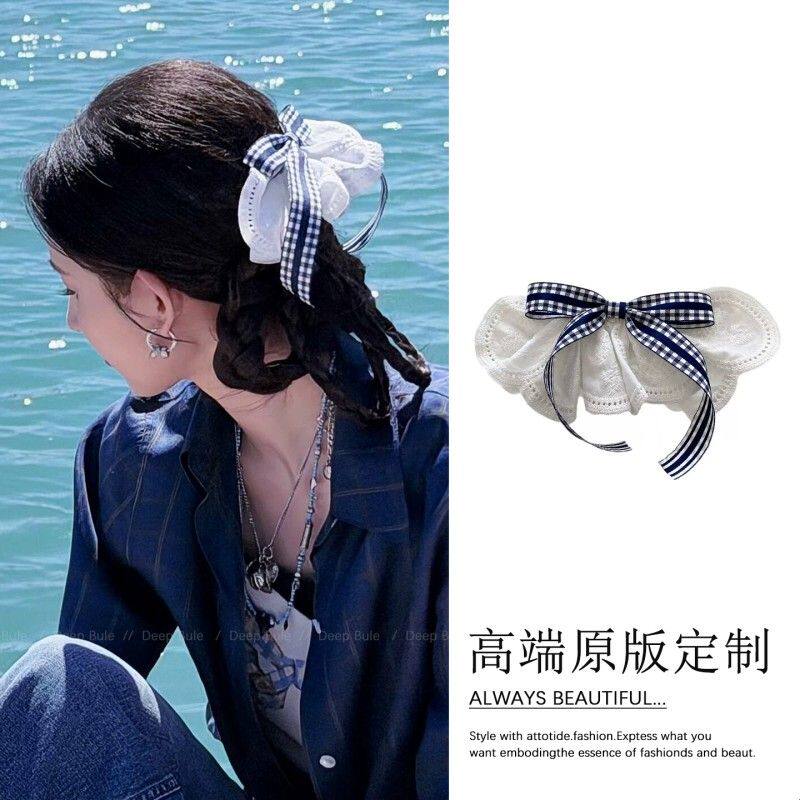 王玉雯同款后脑勺裙摆发夹蕾丝蝴蝶结弹簧夹头饰2026新款发饰女