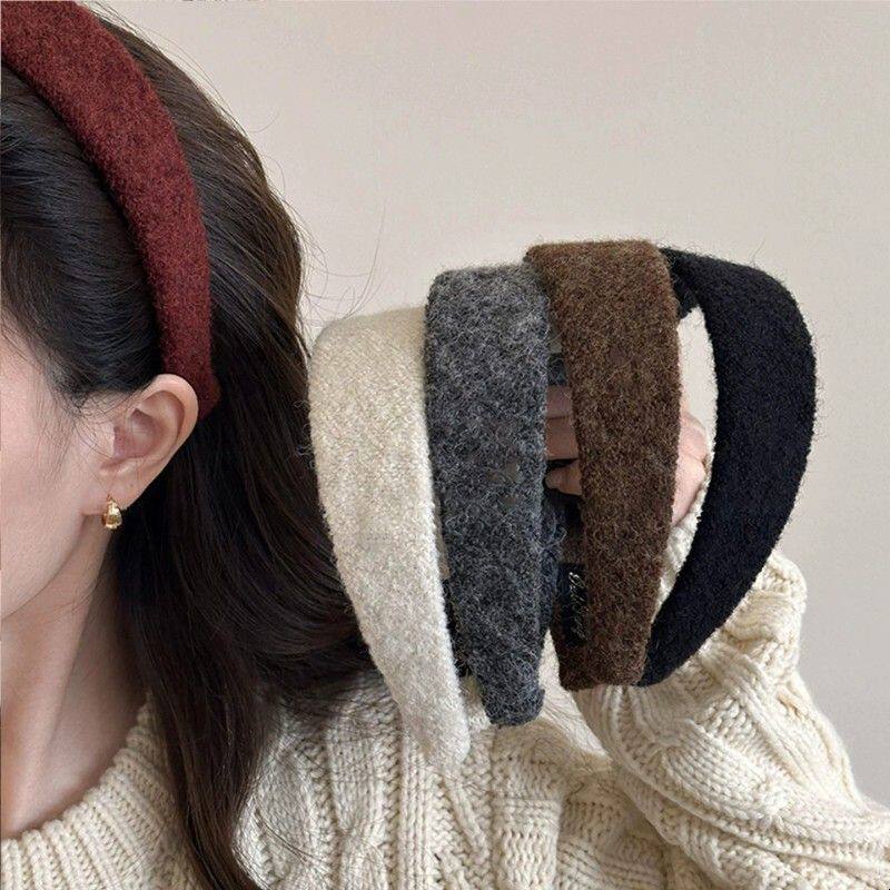 秋冬韩系毛呢宽边发箍高颅顶头箍气质简约高级感外出百搭发卡头饰