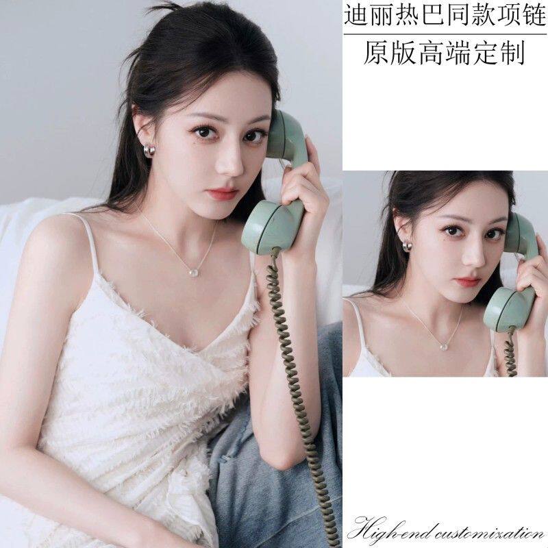迪丽热巴同款项链高级感通体纯银相思豆吊坠链女水滴小银豆锁骨链