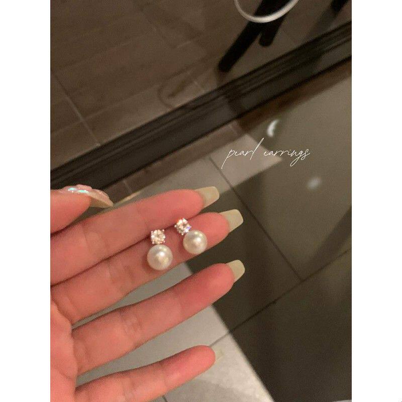 【蜜桃茶】戴妃款 基础珍珠耳钉轻奢时尚高级感气质耳环耳夹耳饰