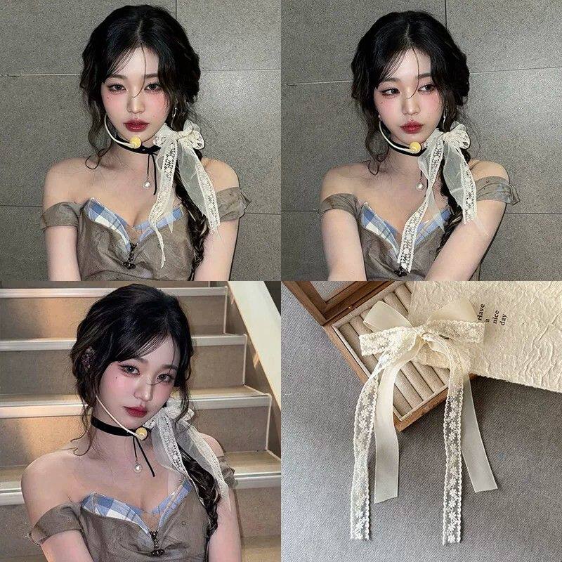 张元英同款蕾丝飘带蝴蝶结发夹2025新款甜美发卡弹簧夹头饰发饰女