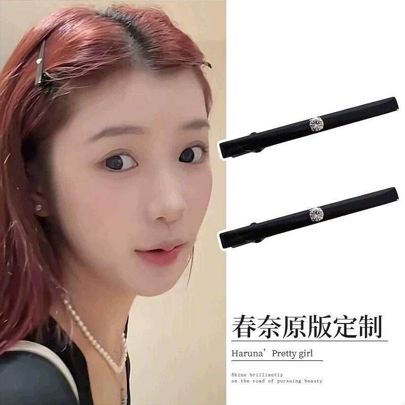 发财宅女同款黑色单钻发夹一字夹韩系ins简约百搭鸭嘴夹发卡夹子