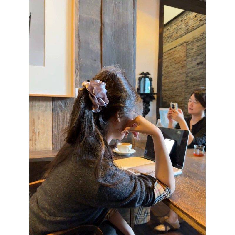 灰色蝴蝶结香蕉夹女2025新款高级感后脑勺抓夹高颅顶半扎发马尾夹