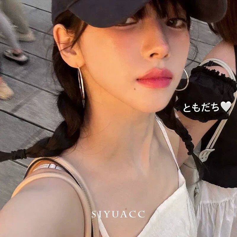 柳智敏同款银色大号圈圈耳环新款气质高级感素圈耳钉耳饰耳圈女