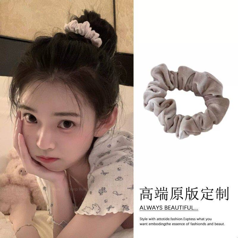 气质丝绒小肠发圈秋冬丸子头扎头皮筋简约发绳高弹力耐用头绳发饰